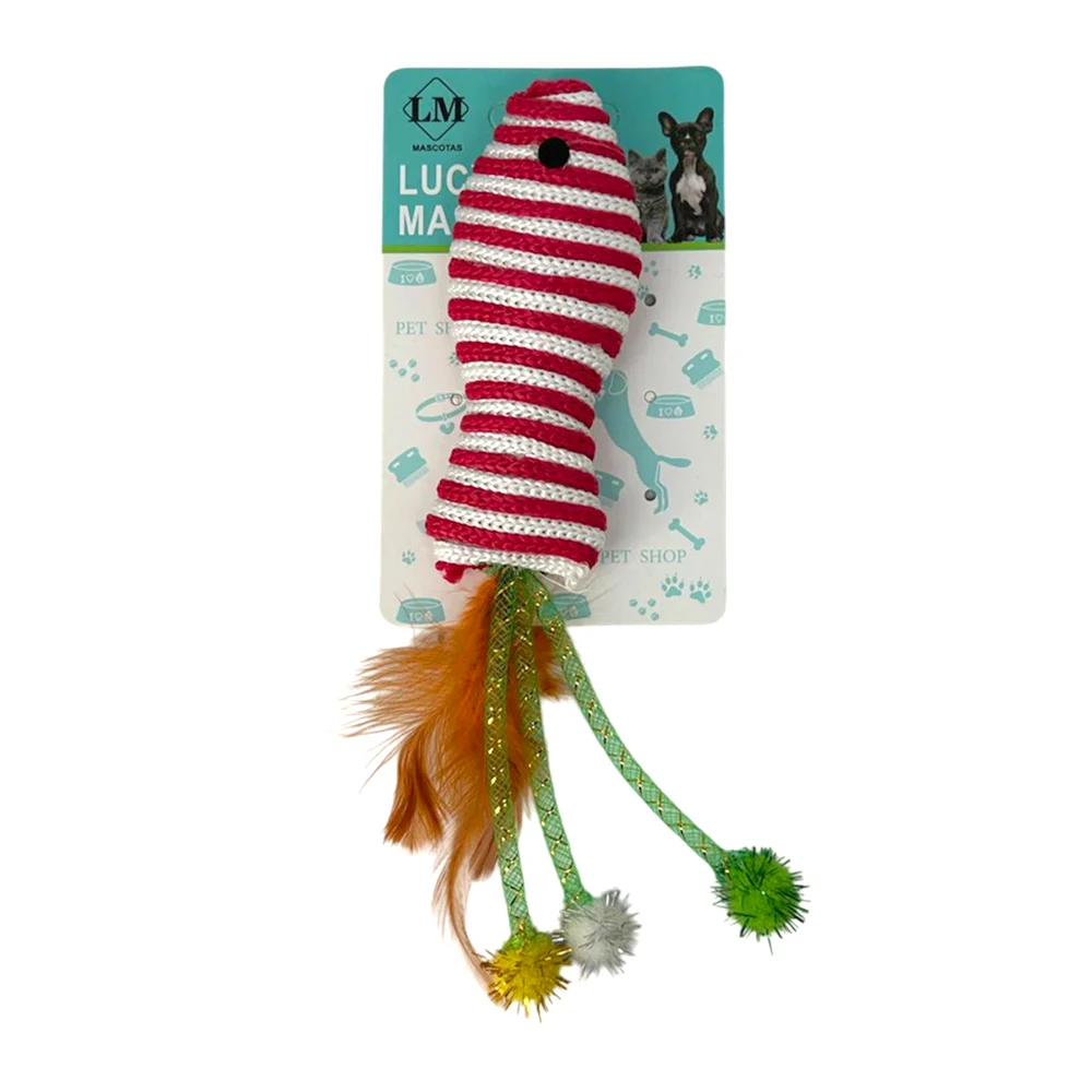 Juguete interactivo en forma de pescado con pluma para gato, variedad de colores / 1847