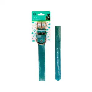 Collar ajustable de piel sintética con diseño relieve tipo tejido 50x…