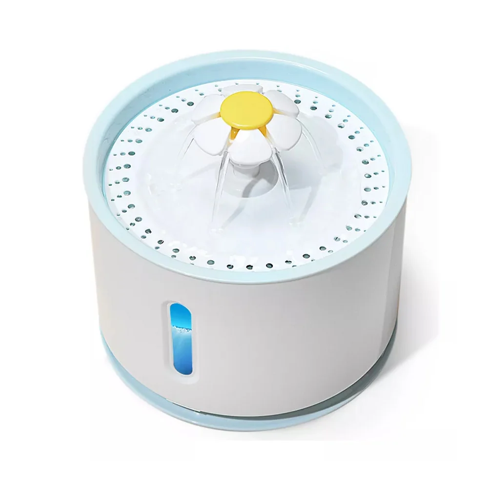 Fuente para mascotas, redonda, con dispensador en forma de flor, capacidad de 2.41 litros o 80 oz y conexión USB / pet fountain / 2321