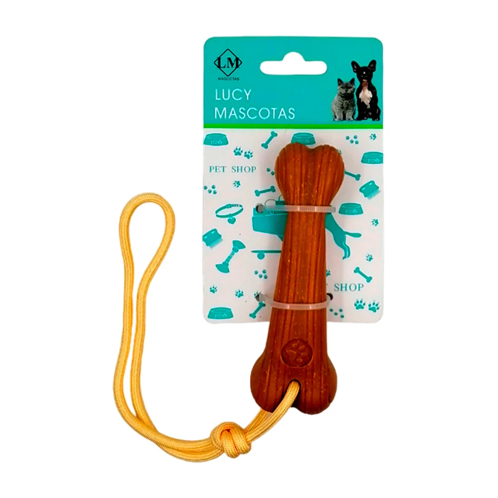 Juguete mordedera para mascota en forma de hueso con colgante / jr2360