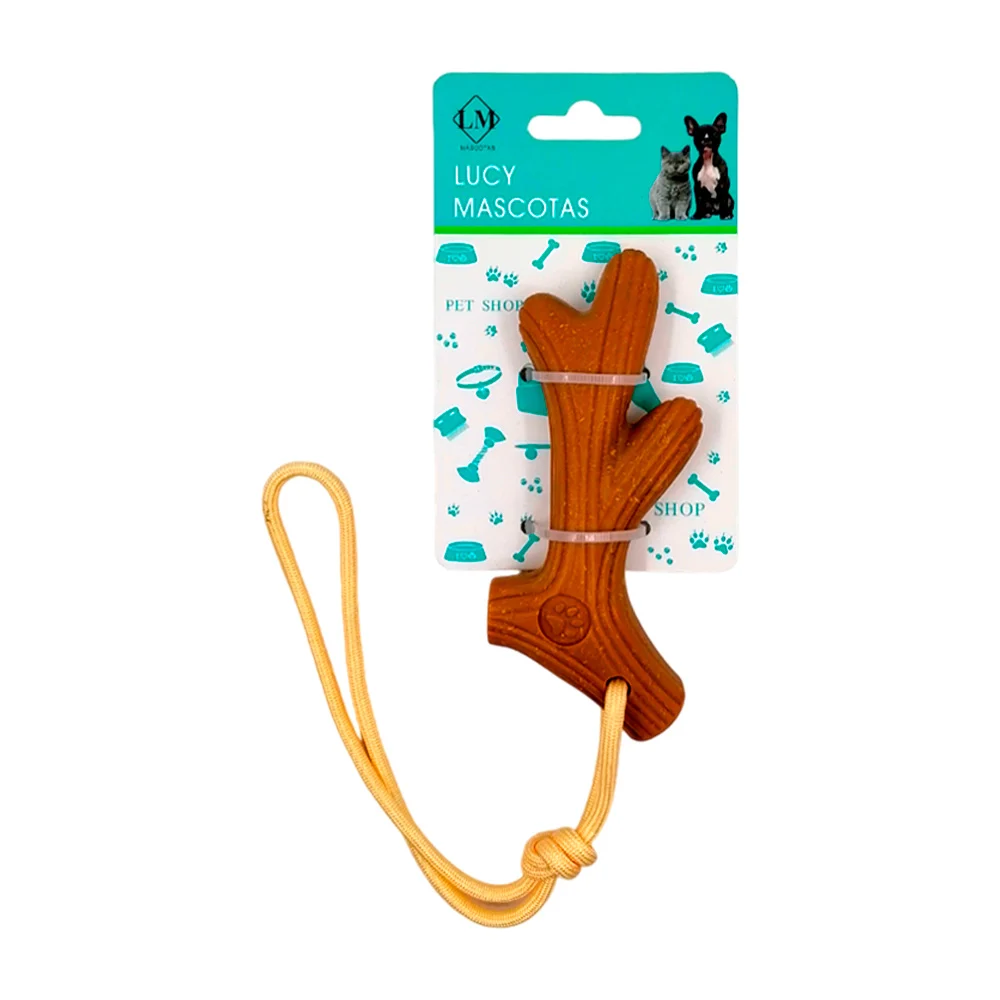 Juguete mordedera para mascota en forma de rama con colgante / jr2361