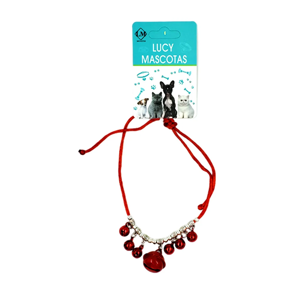 1pza Collar de listón cola de rata con 7 cascabeles para mascota / lucy mascota / 2370
