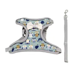 Pechera acolchada con correa para mascota, con estampado de búhos, mo…