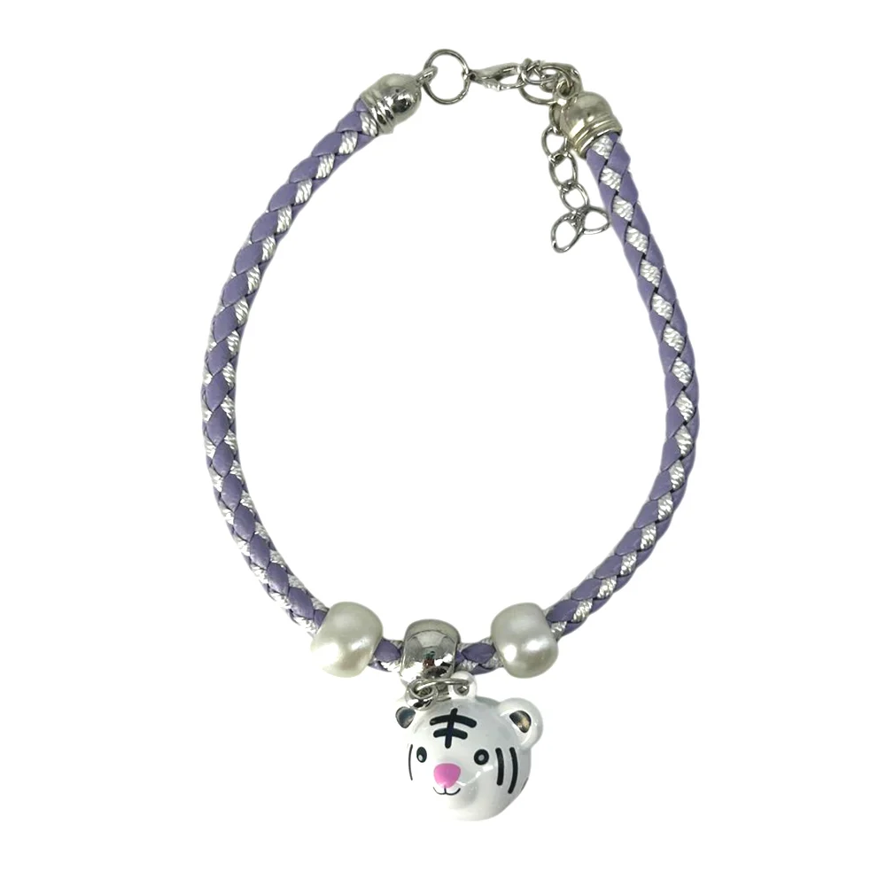 1pza Collar de lazo tipo piel sintética trenzado con cascabel en forma de figura para mascota, variedad de modelos / 2395