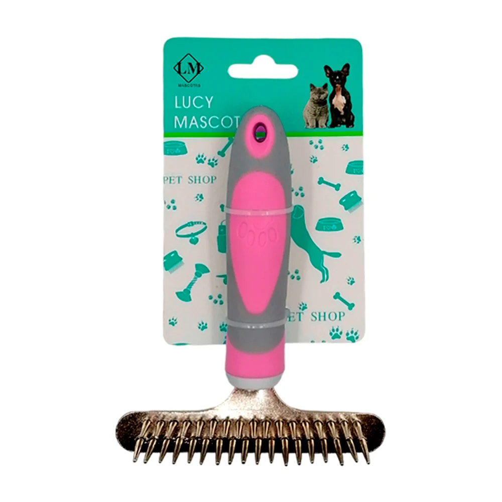 Peine rastrillo metálico para mascotas con pelo grueso y rígido, variedad de colores / jr2462