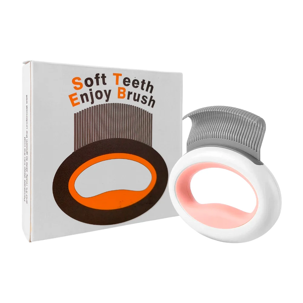 Cepillo ovalado con cerdas en forma de curva para mascota / soft teeth enjoy brush / 2473