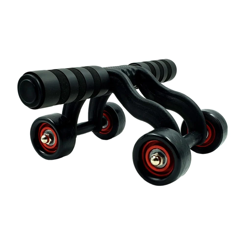 Entrenador portátil multifuncional rodillo abdominal de 4 ruedas y barra de flexiones con mango agarre de espuma / js-6101 / js-6105