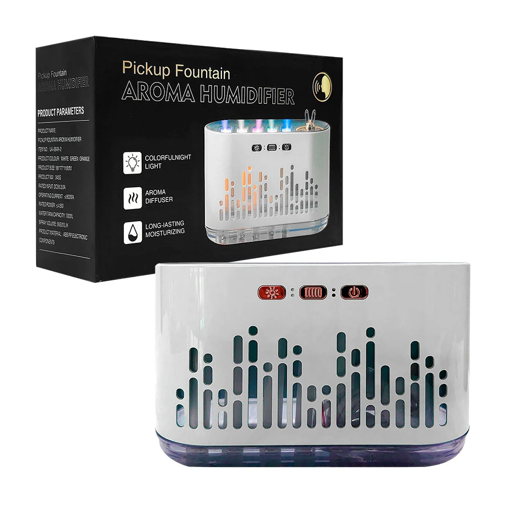 Humidificador rectangular con luces rgb y capacidad de 700ml / pickup fountain / aroma humidifier / la-0649-2