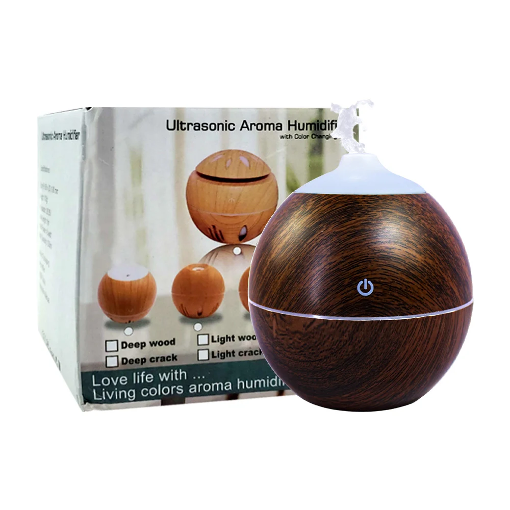 Humidificador en forma de mini jarrón con diseño tipo madera y luz led rgb, variedad de colores / jsq139
