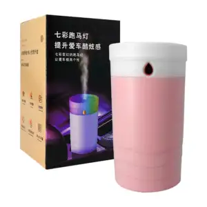 Humidificador cilindrico de color rosa o blanco con capacidad 380ml y…