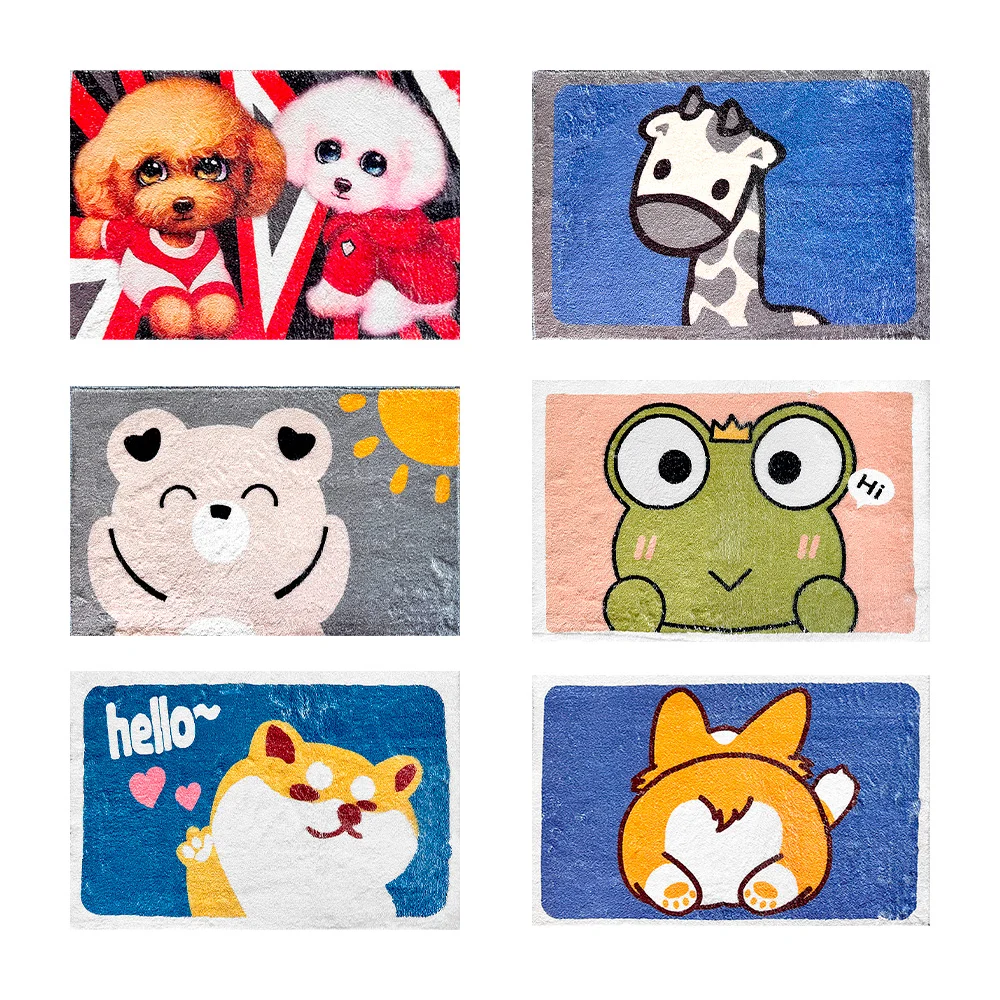 Tapete rectangular afelpado de 60x40cm con estampado de animales o personajes animados / jt608 / tapete perro