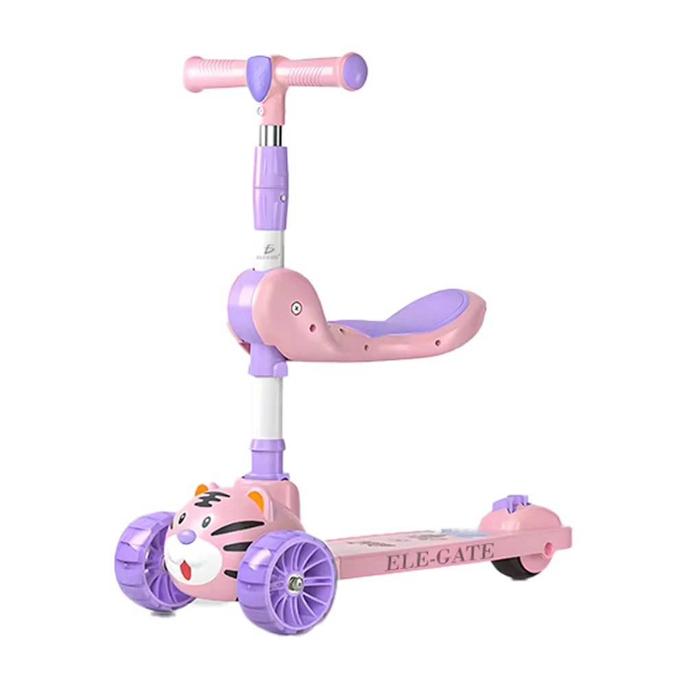 Scooter infantil eléctrico de pilas ele-gate 4 modos plegable, desmontable y reversible con asiento diseño de gato cute, variedad de colores / jug.28-813