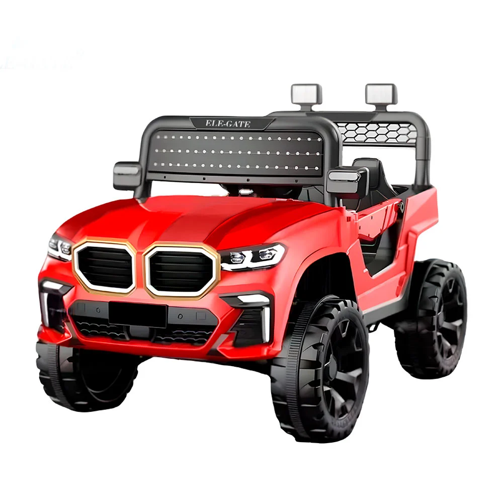 Carro eléctrico montable infantil con diseño todo terreno 4x4, con control remoto y luces rgb