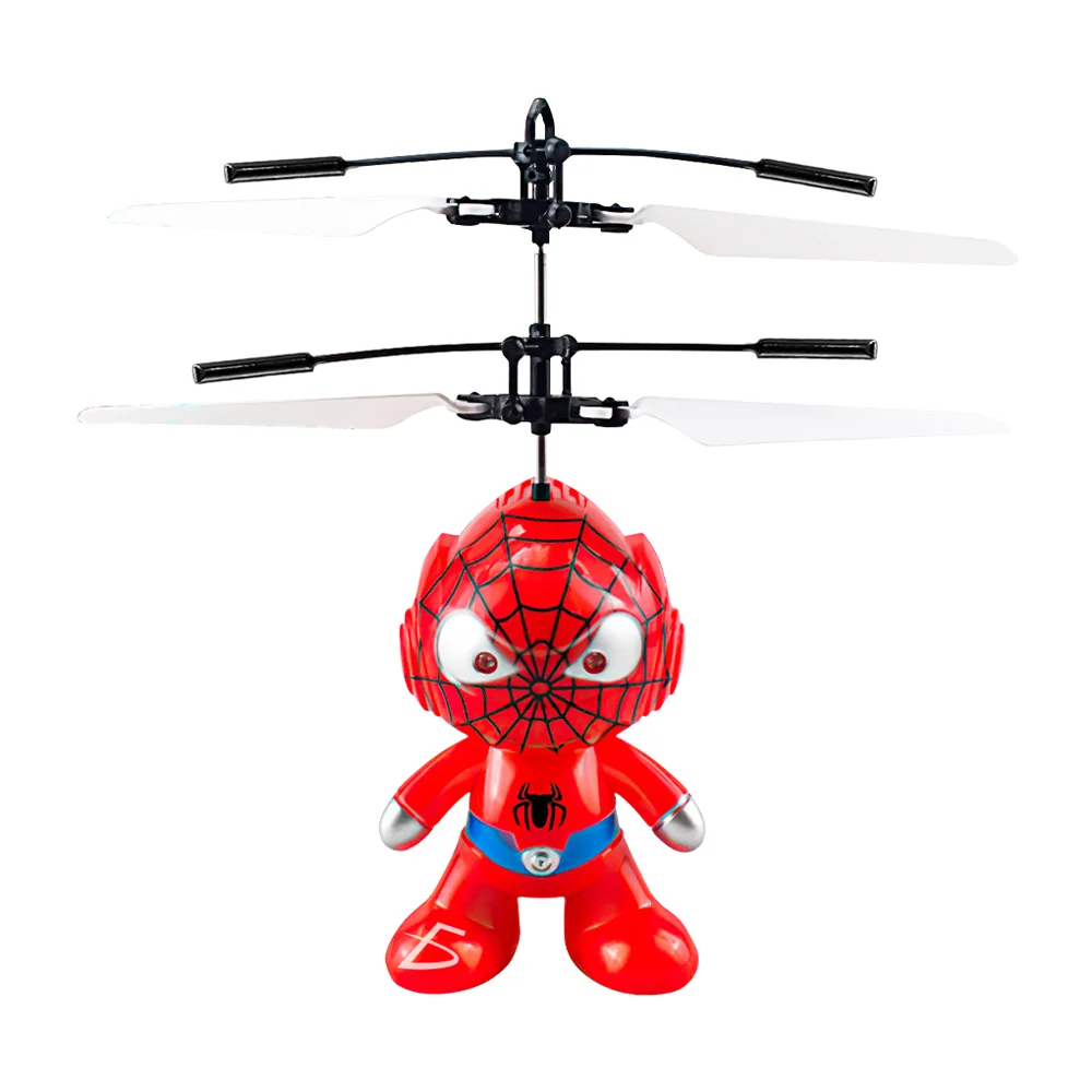 Dron de juguete recargable tipo helicóptero en forma de spider-man con sensor de mano y luz