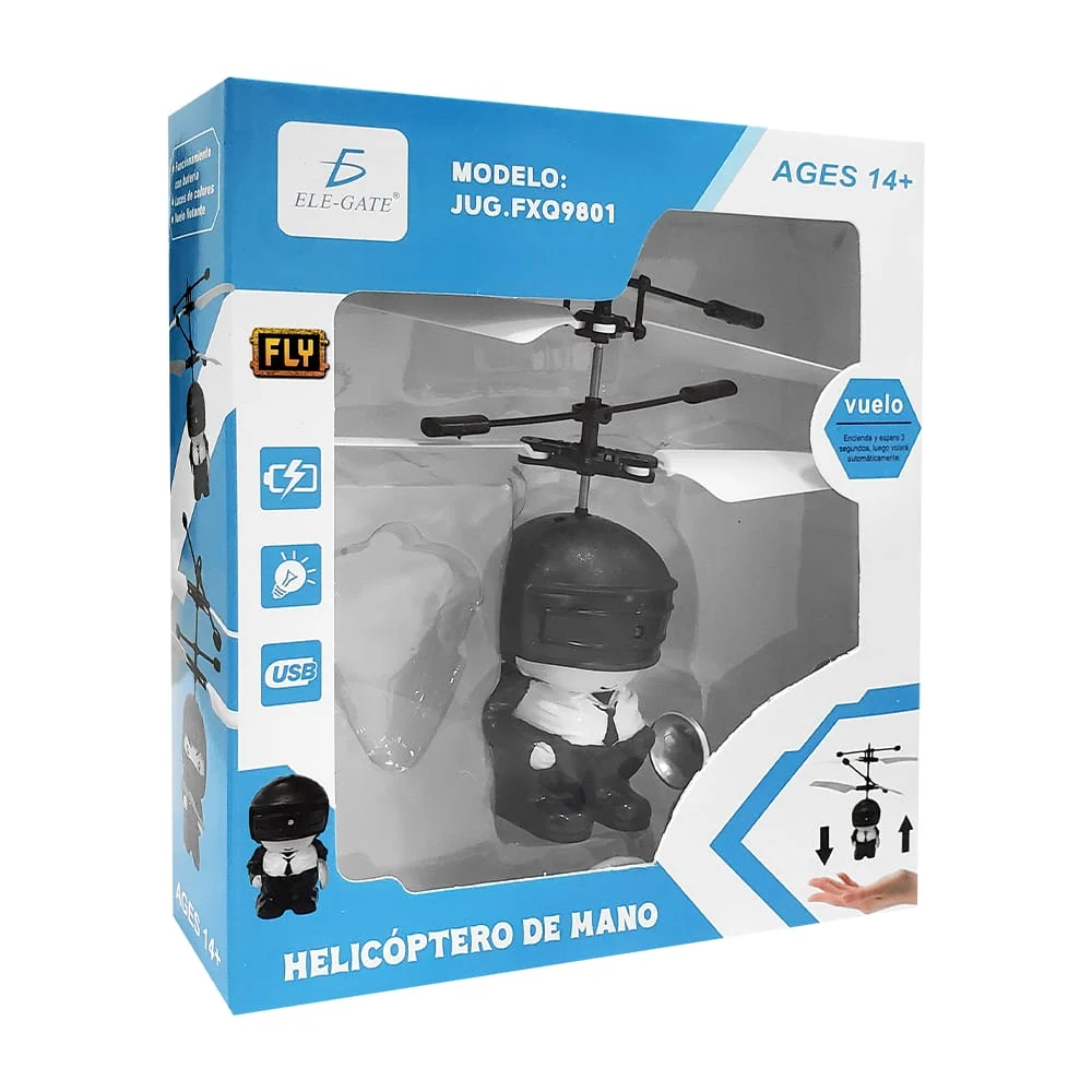 Dron de juguete recargable tipo helicóptero en forma de ninja con sensor de mano y luz