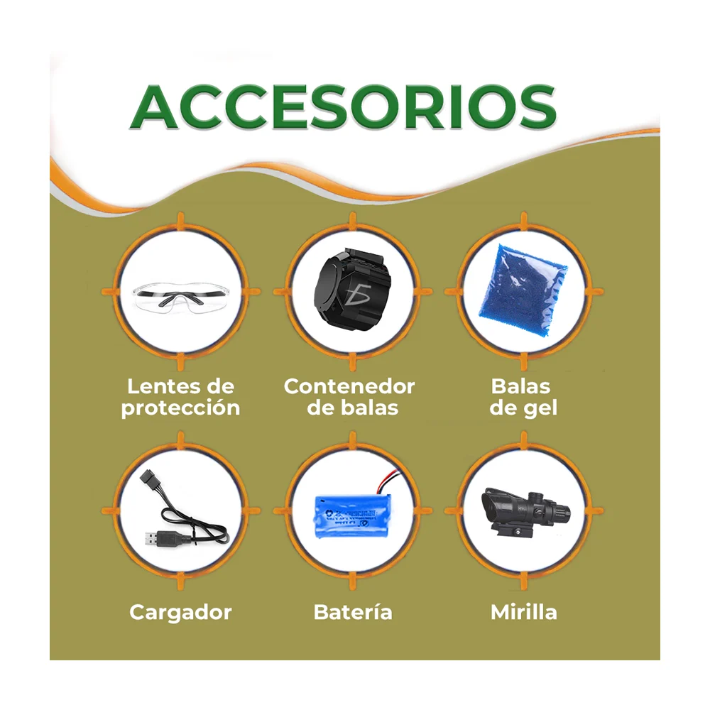 Pistola automática de hidrogel con modo ráfaga y pila recargable, variedad de diseños / jug.g210