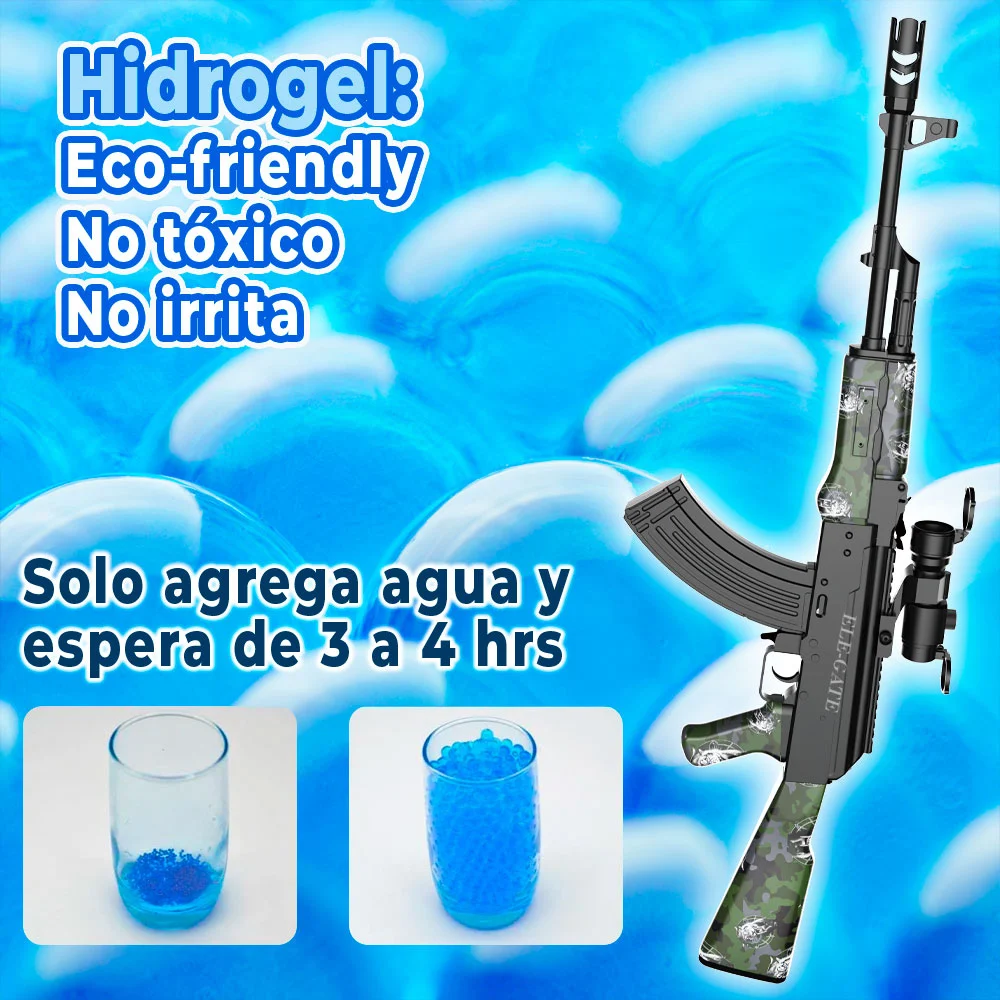 Pistola de hidrogel ele-gate recargable con modo automático o manual y accesorios, diseño calavera roja / jug.g850-3