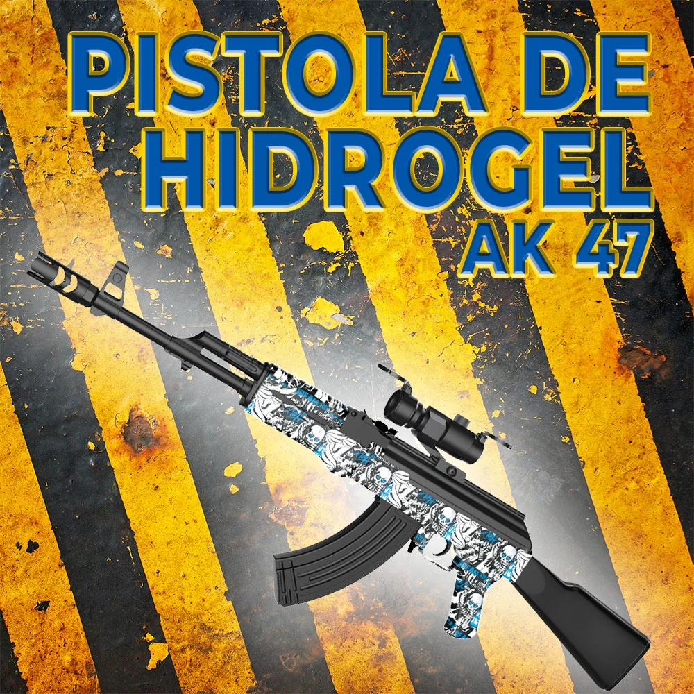 Pistola de hidrogel ele-gate recargable con modo automático o manual y accesorios, diseño de grafiti calavera azul / jug.g850-1