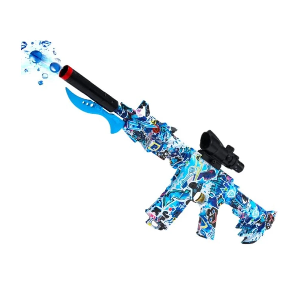 Pistola de hidrogel ele-gate recargable con gafas de protección y bolitas de hidrogel diseño de grafiti color azul, morado y verde / jug.g950-1