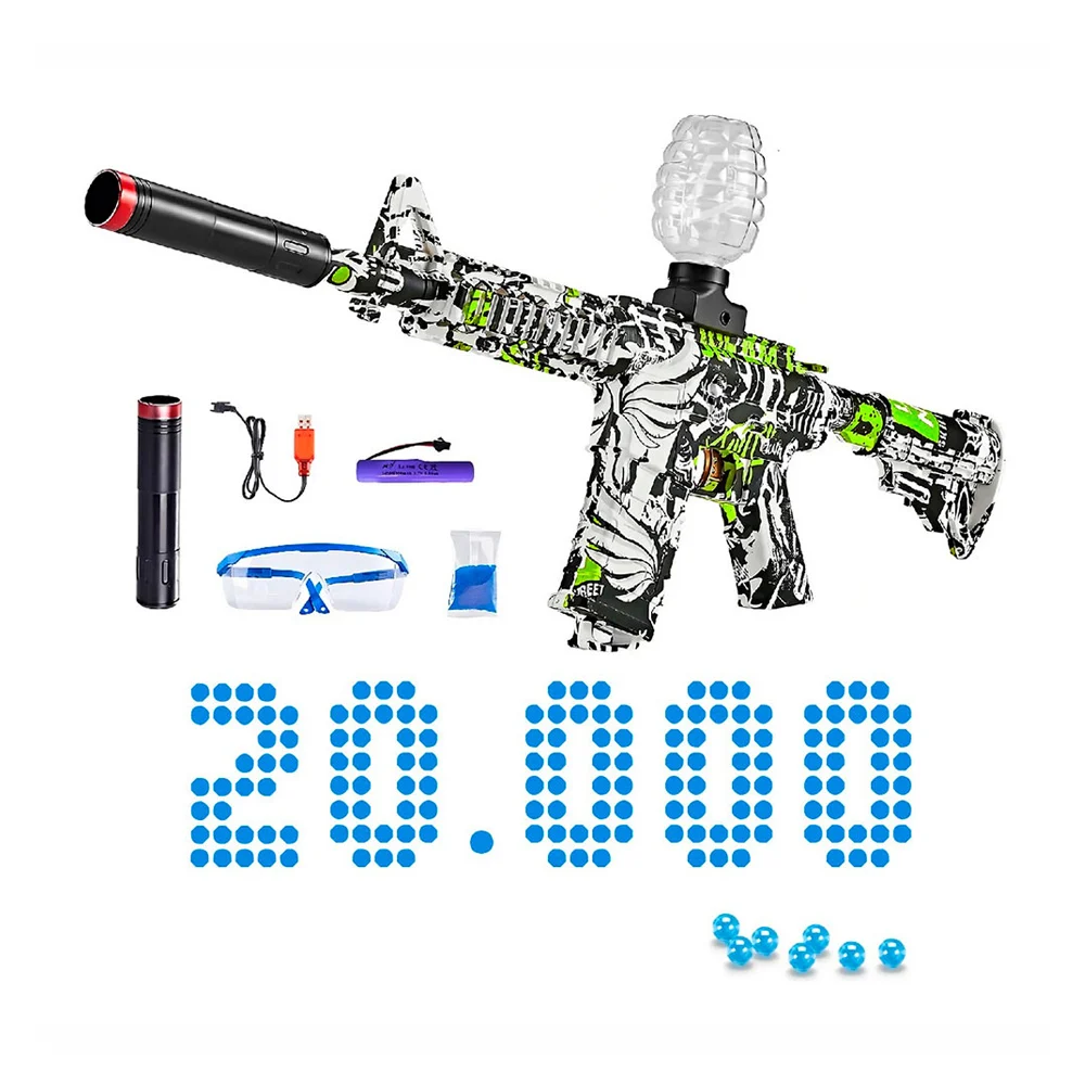 Pistola eléctrica lanza bolitas de hidrogel con diseño de graffiti + accesorios, variedad de modelos / jug.g960
