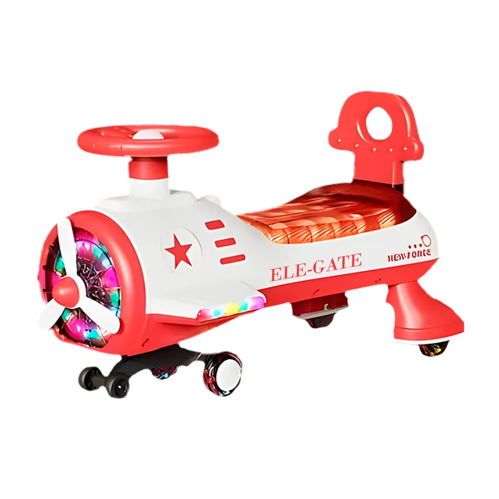 Carrito scooter infantil en forma de avión con luces y sonido, variedad de colores