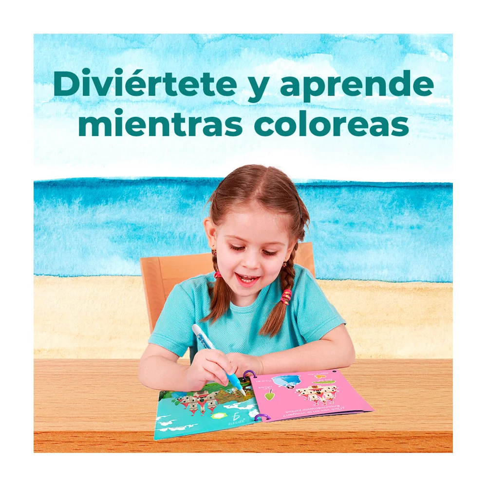 Libro mágico reutilizable con dibujos ilustrados de medios de transporte y plumón para agregar agua / jug.st009