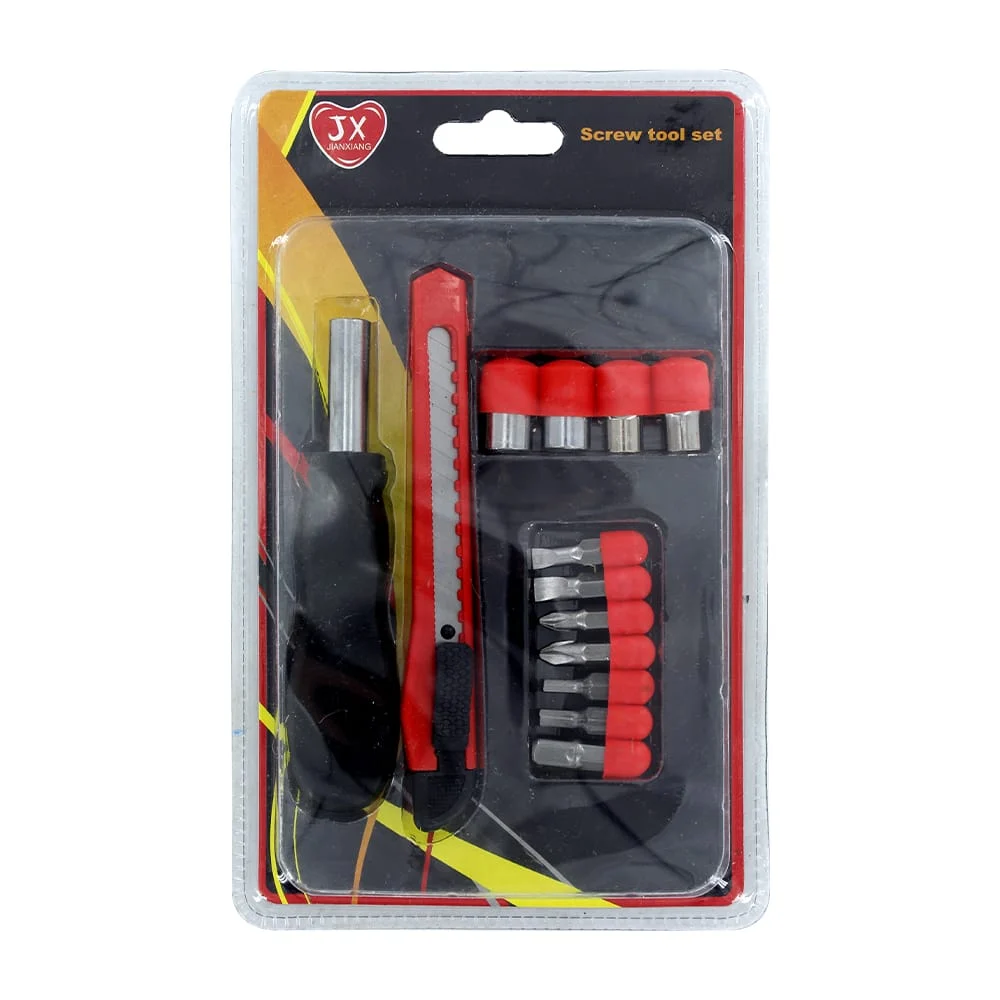 Set de herramientas con mini desarmador + 7 puntas intercambiables, 4 dados y cutter / screw tool set jianxiang
