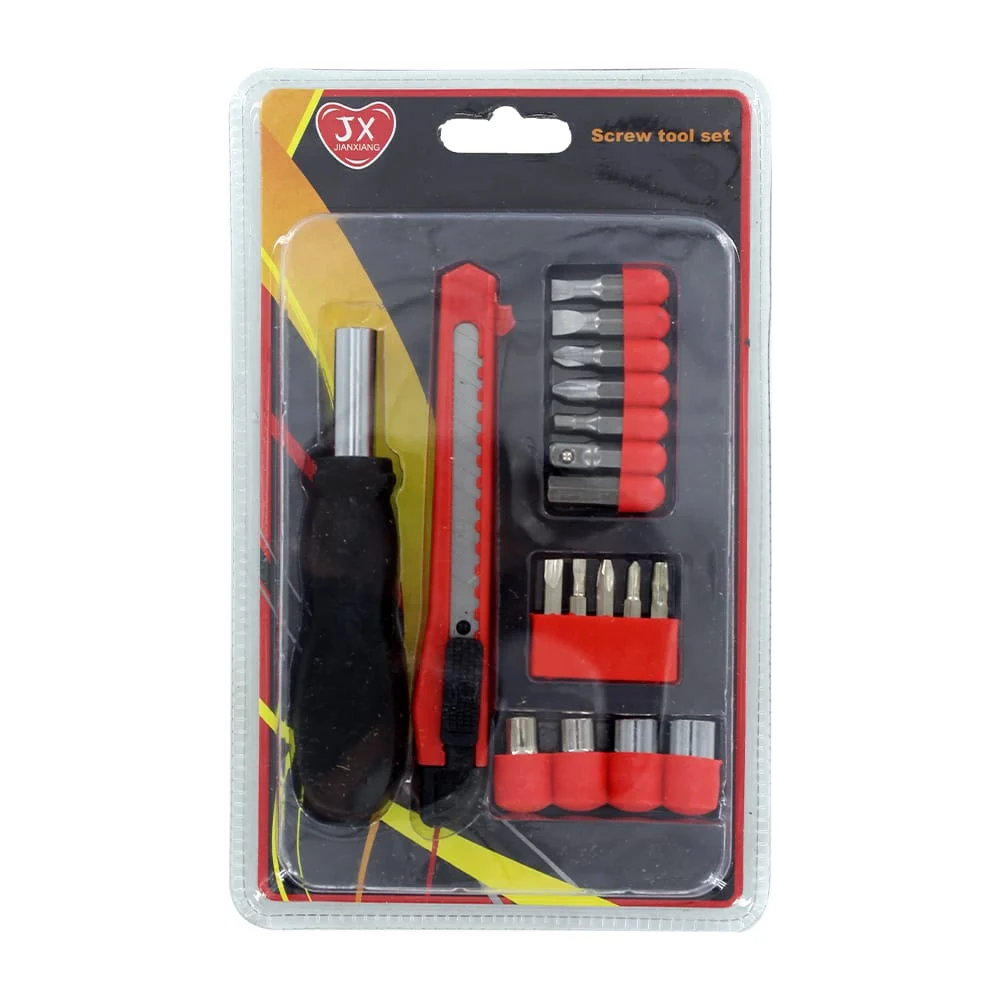 Set de herramientas con mini desarmador, 12 puntas intercambiables, 4 dados y cutter, variedad de usos / screw tool set jianxiang / jx223