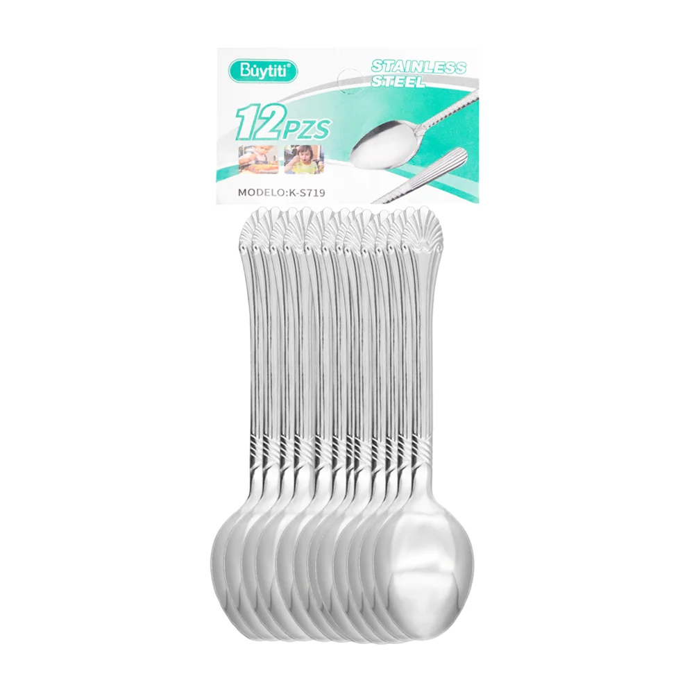 Paquete con 12 cucharas metálicas buytiti de acero inoxidable / k-s719