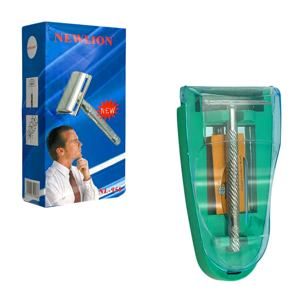 1pza Rastrillo metálico newlion de navajas intercambiables + estuche / k052