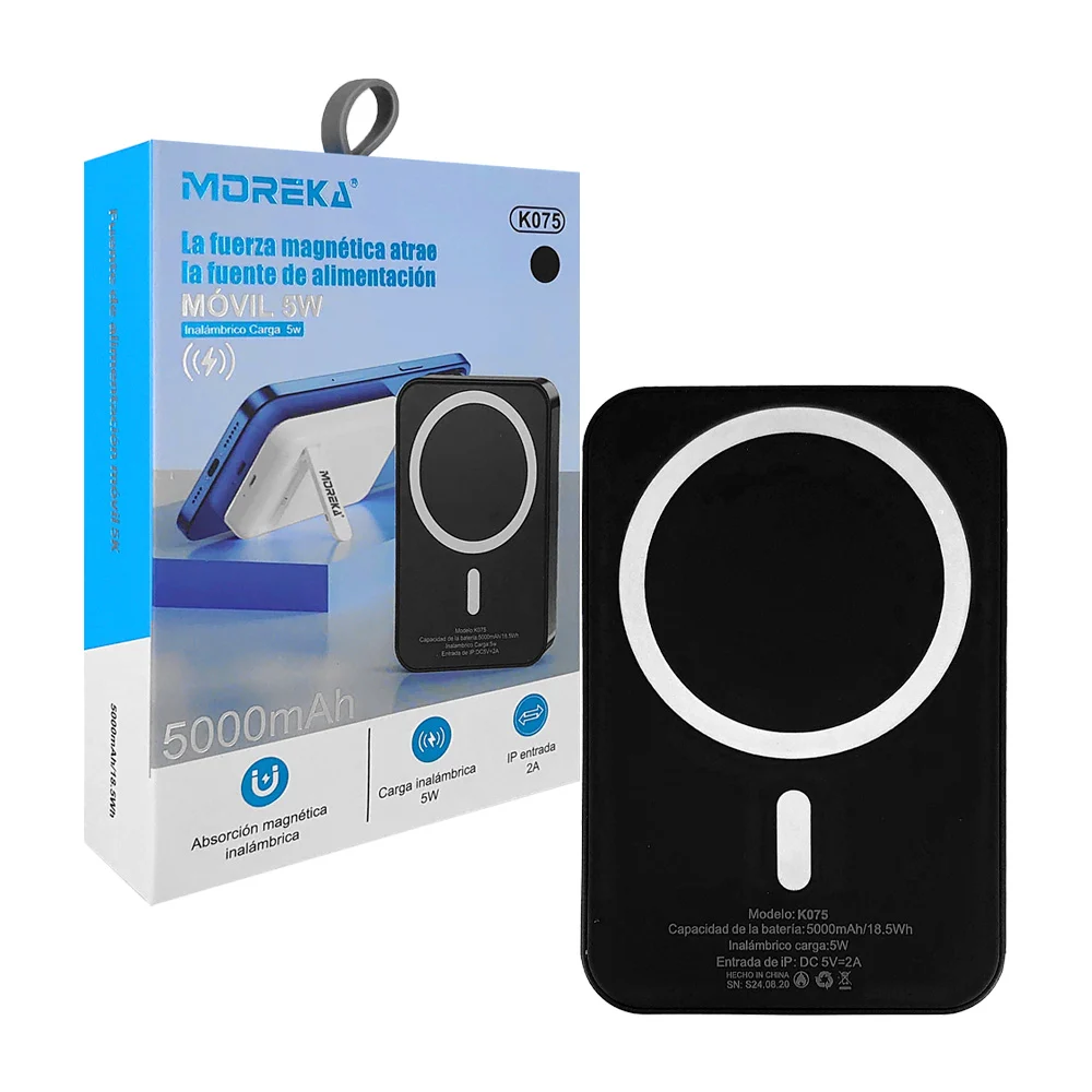 Power bank moreka batería inalámbrica portátil con carga magnética y capacidad 5000mah, variedad de colores / k075