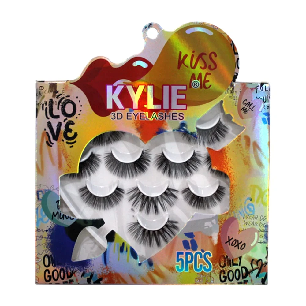 Paquete con 5 pares de pestañas postizas kylie 3d, variedad de modelos / k2p