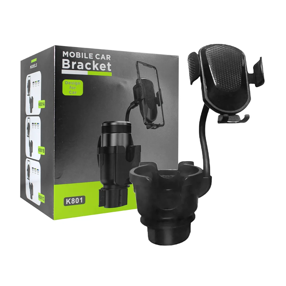 Soporte multifuncional de coche, con base giratoria + portavasos y brazo flexible para soporte de celular, variedad de modelos y colores / k801a / k801c / k-801b