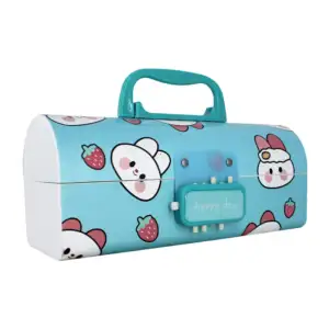 Estuche lapicera con diseño kawaii, 3 compartimentos, espejo y marcad…