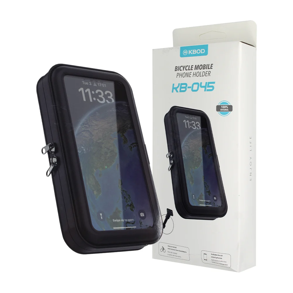 Funda universal de celular estilo mochila, con soporte para bicicleta, cierres y cara transparente, variedad de usos / kbod / kb-045