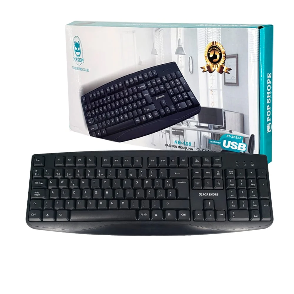 Teclado alámbrico pop shope 440 x 135 x 30mm de 180 teclas con cable de 145cm / kb-108