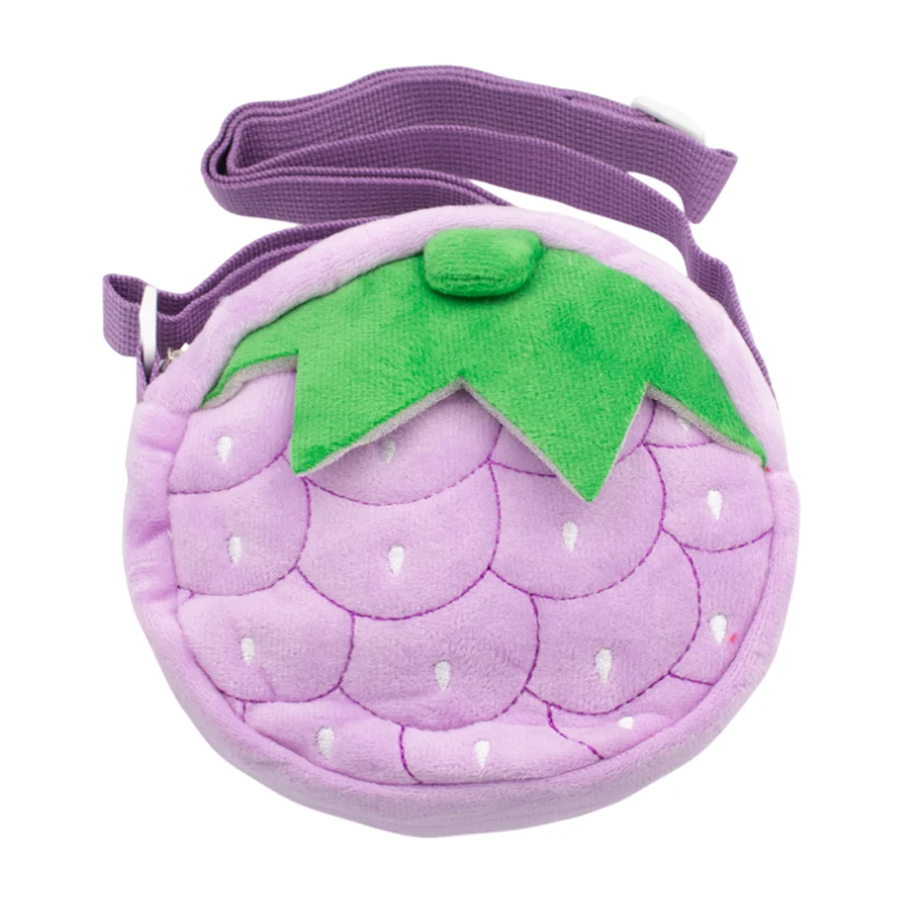 Bolsa pequeña redonda afelpada con diseño y estampado de fruta con asa tipo correa, variedad de modelos / bolsa fruta / kb-8071