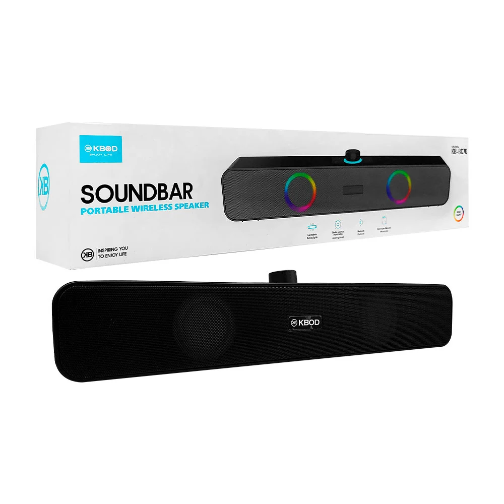 1pza Bocina inalámbrica, recargable, de tipo barra, con botones de reproducción superiores, rueda de control e iluminación led, variedad de colores y funciones / kbod / enjoy life / kb-bc70