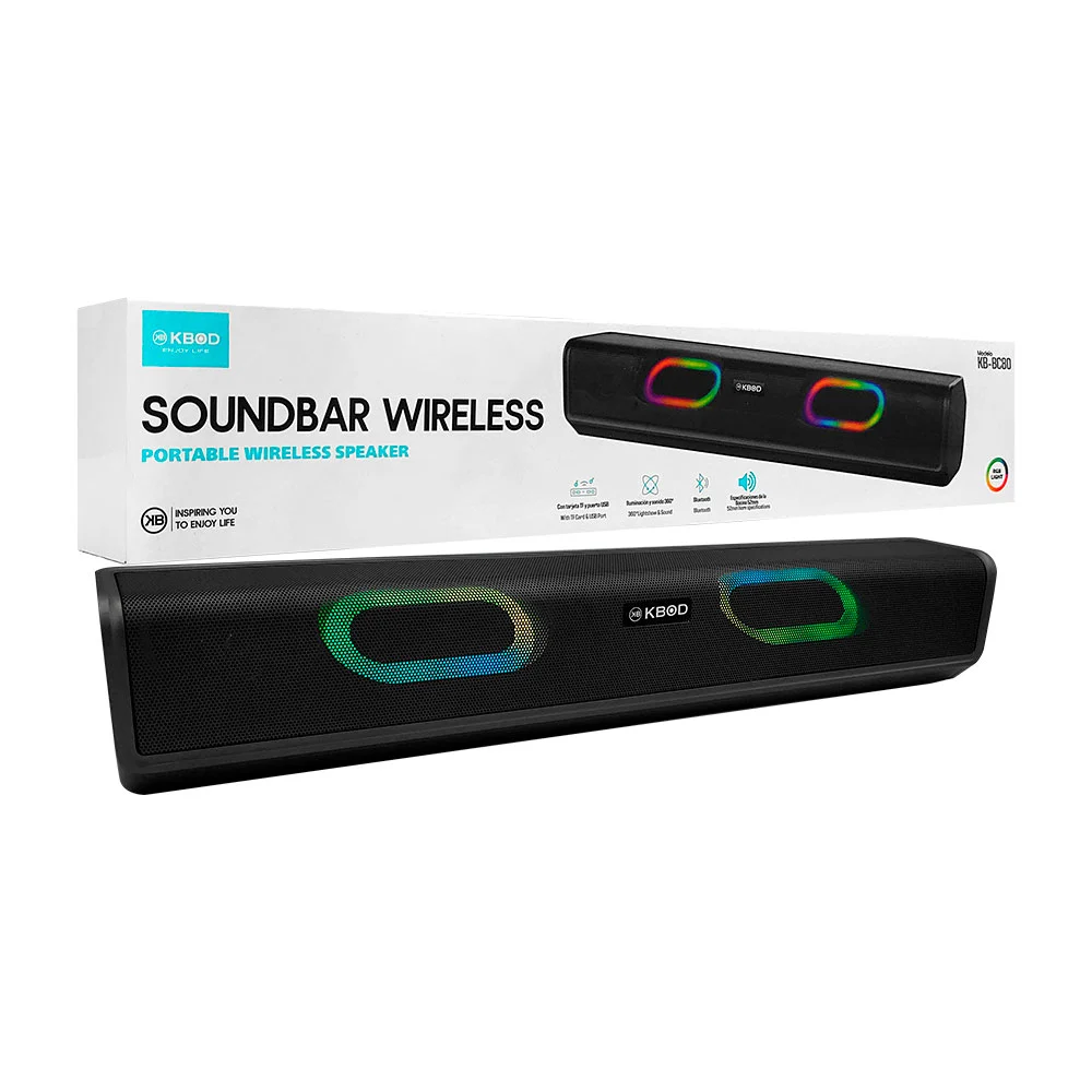 1pza Bocina inalámbrica, recargable, tipo barra de sonido, con iluminación rgb, botones de reproducción traseros y puertos de carga / conexión, variedad de funciones / kbod / soundbar wireless