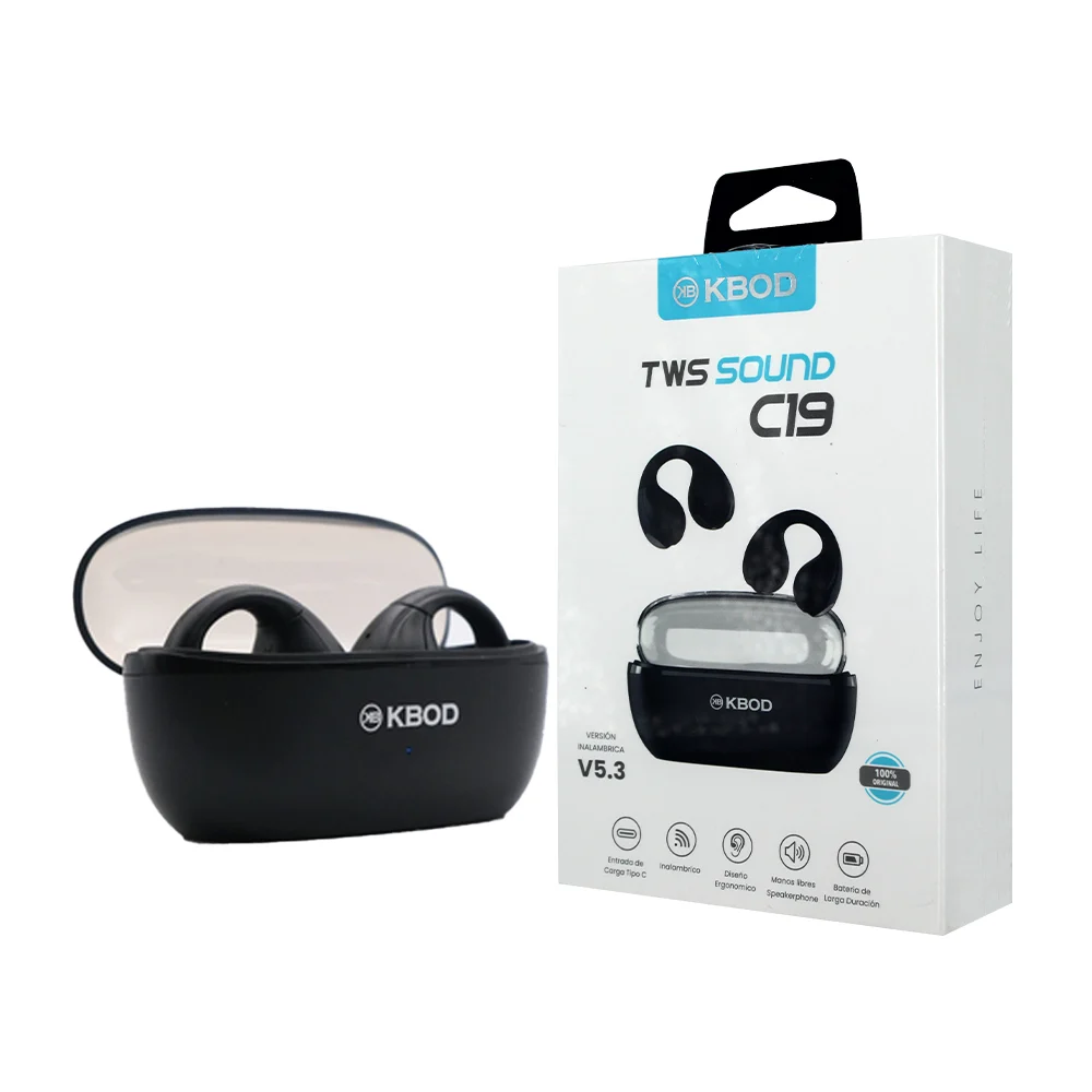 Audífonos inalámbricos bluetooth con diseño ergonómico + estuche de carga / kbod / tws sound c19 / kb-tws-c19