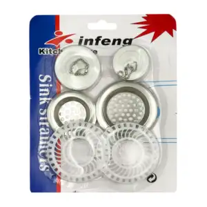 Blíster de 4 filtros coladores de acero inoxidable y plástico + 2 tap…