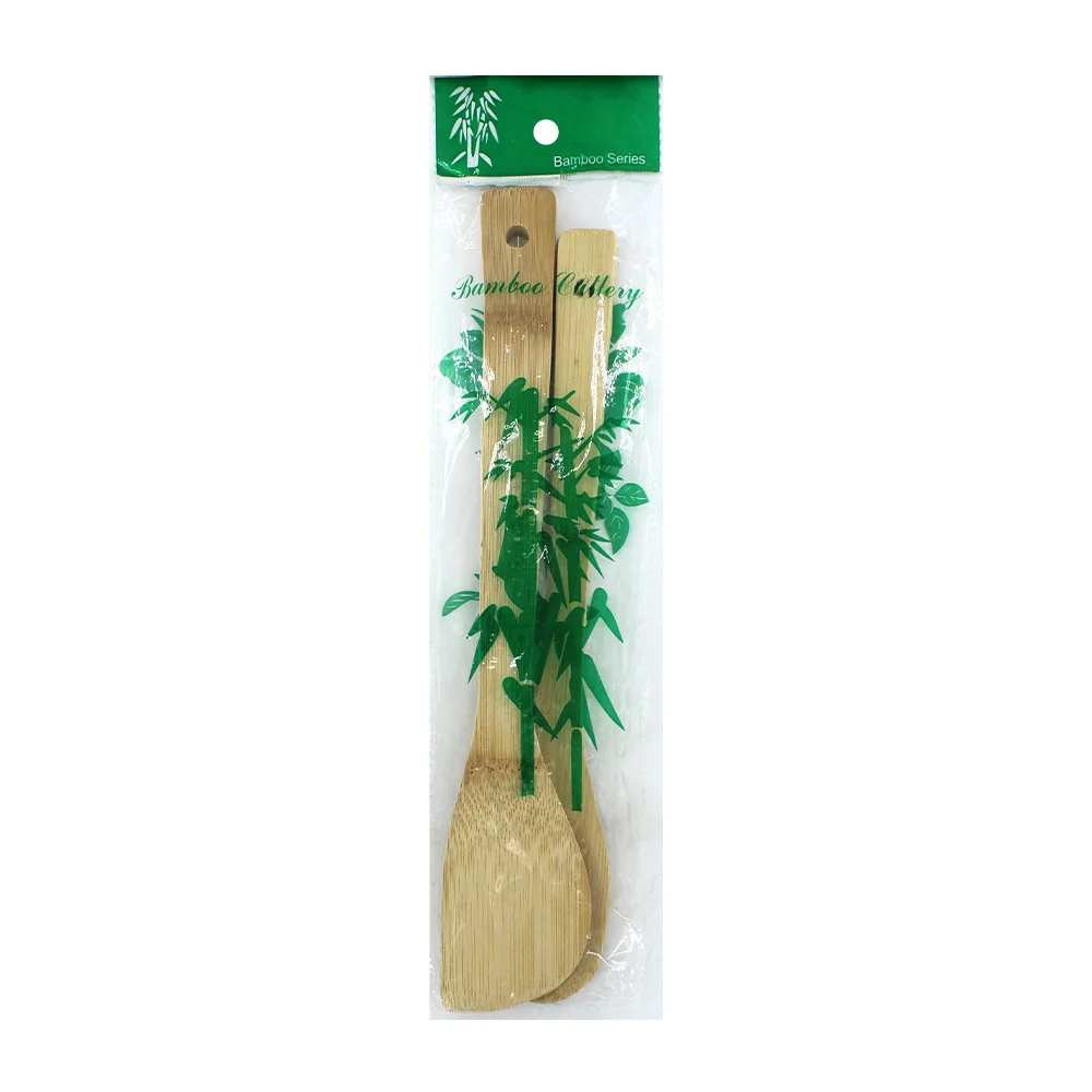 Set 2pzas cuchara y pala espátula de bambú 30cm / bamboo cutlery/ a4625