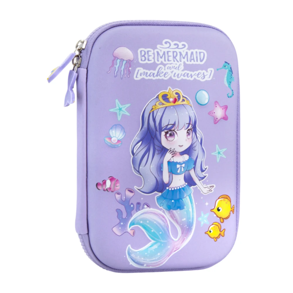 Estuche rectangular con relieve, cierres...