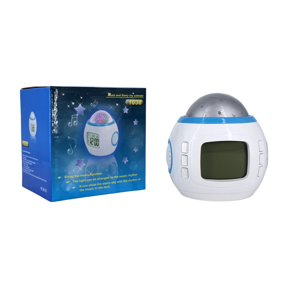 Reloj alarma despertador digital con proyector y música / 1038