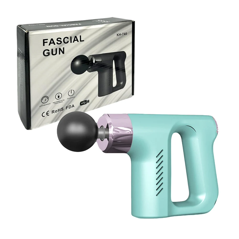 Pistola masajeadora eléctrica con 5 velocidades y 4 cabezales intercambiables, variedad de colores / fascial gun / kh-740
