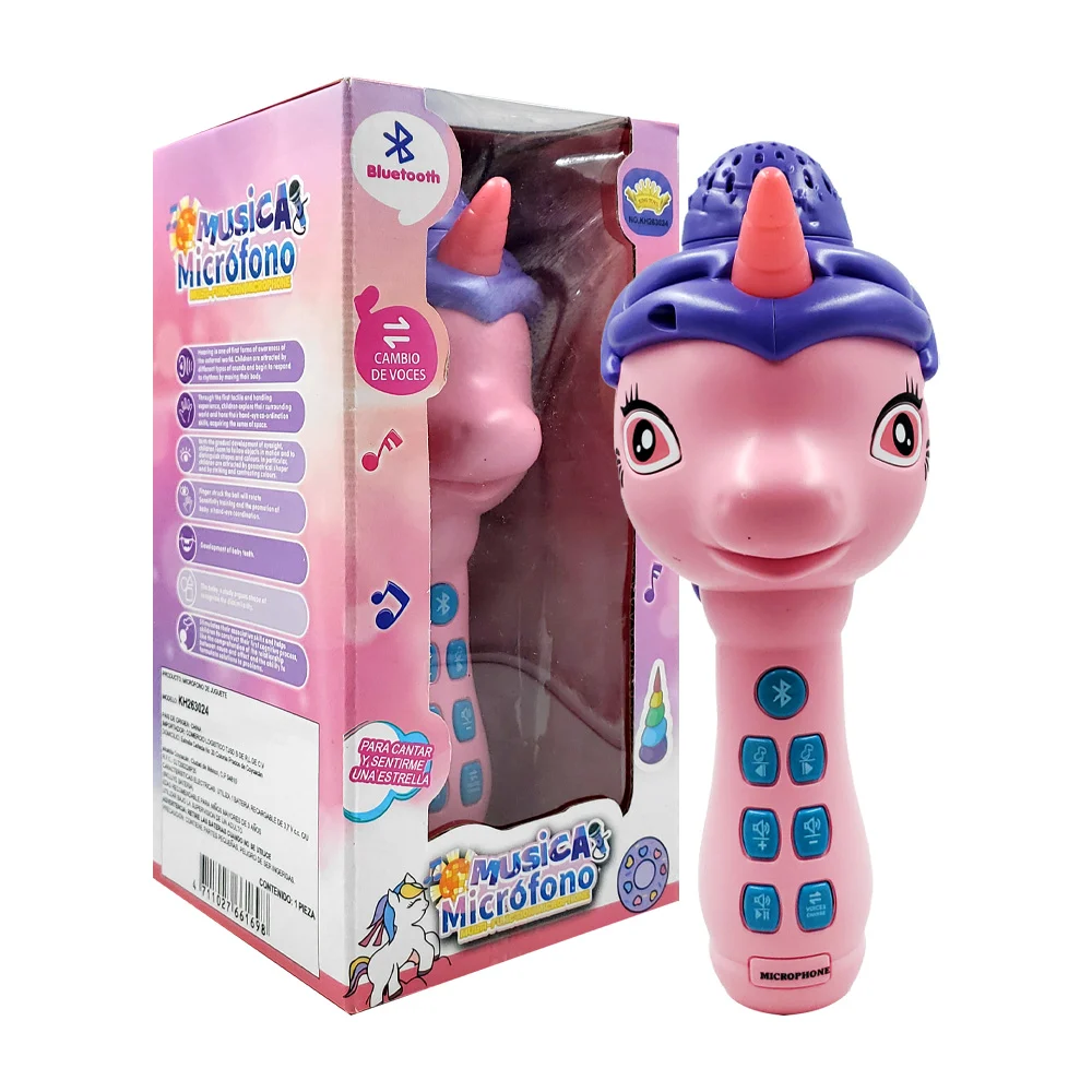 Micrófono musical de juguete multifuncional en forma de unicornio con bluetooth y diferentes melodías / kh263024