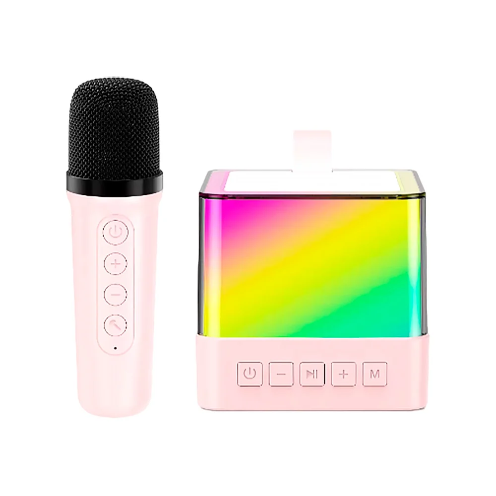 Bocina bluetooth pequeña karaoke con luz led rgb + micrófono inalámbrico / powerful bass boost / k18-3