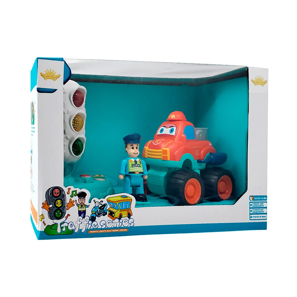 Juguete, control de tráfico con policía, carro y semáforo con luz y sonido / traffic series / 855-34f