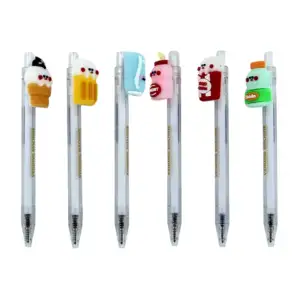 1pza Pluma retráctil de tinta negra con figura de comida, variedad de…