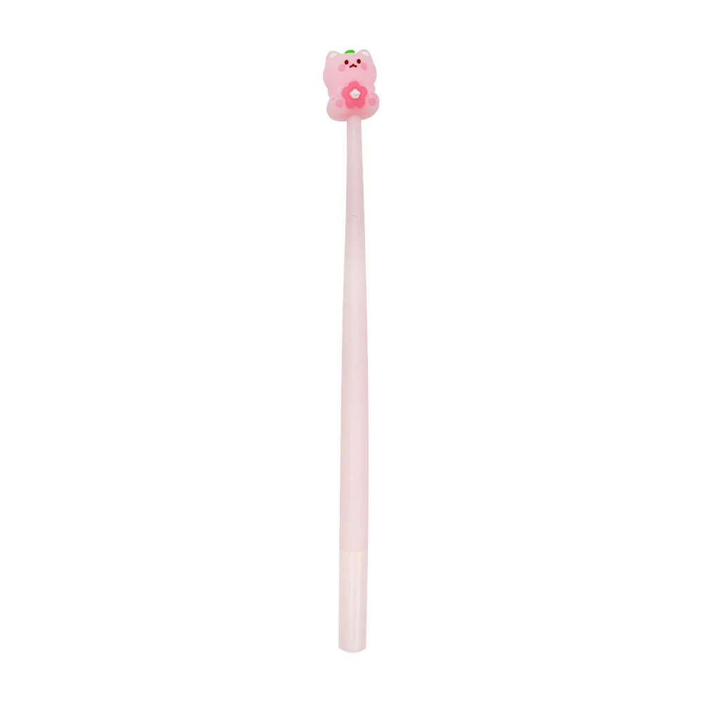 Pluma / bolígrafo flexible, de silicona con figura en forma de flor de 0.5mm, variedad de diseños / kk-7274 / cat in bloom